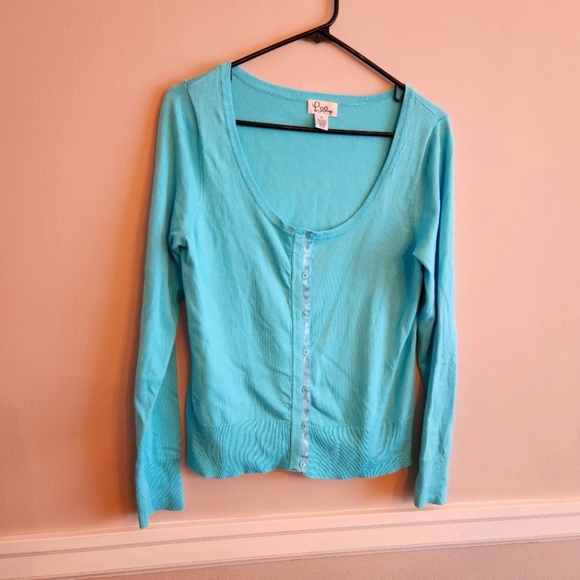 Lilly Pulitzer Women's Supima Cotton Blue Button Down Cardigan - Picture 3 of 6